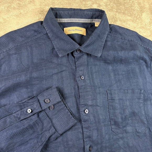 Tommy Bahama Other - Tommy Bahama Men's XL Navy Linen Jacquard LS Button Up Shirt SEE DESCRIPTION